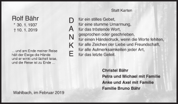 Traueranzeige von Rolf Bähr von Siegener Zeitung