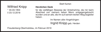 Traueranzeige von Wilfried Knipp von Siegener Zeitung