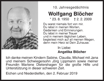 Traueranzeige von Wolfgang Blöcher von Siegener Zeitung