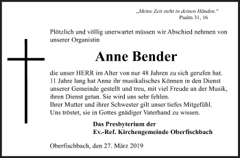 Traueranzeige von Anne Bender von Siegener Zeitung