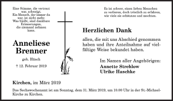 Traueranzeige von Anneliese Brenner von Siegener Zeitung