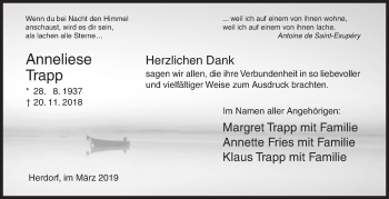 Traueranzeige von Anneliese Trapp von Siegener Zeitung