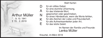 Traueranzeige von Arthur Müller von Siegener Zeitung