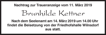 Traueranzeige von Brunhilde Kettner von Siegener Zeitung