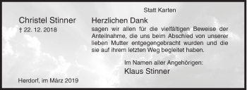 Traueranzeige von Christel Stinner von Siegener Zeitung
