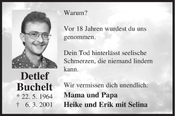 Traueranzeige von Detlef Buchelt von Siegener Zeitung