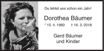 Traueranzeige von Dorothea Bäumer von Siegener Zeitung