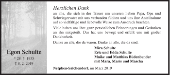 Traueranzeige von Egon Schulte von Siegener Zeitung