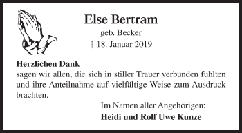 Traueranzeige von Else Bertram von Siegener Zeitung