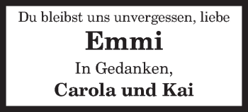 Traueranzeige von Emmi  von Siegener Zeitung