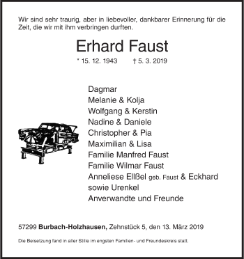 Traueranzeige von Erhard Faust von Siegener Zeitung