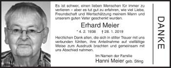 Traueranzeige von Erhard Meier von Siegener Zeitung