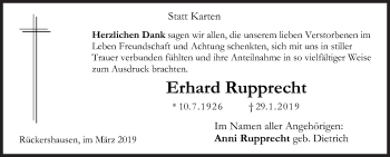 Traueranzeige von Erhard Rupprecht von Siegener Zeitung