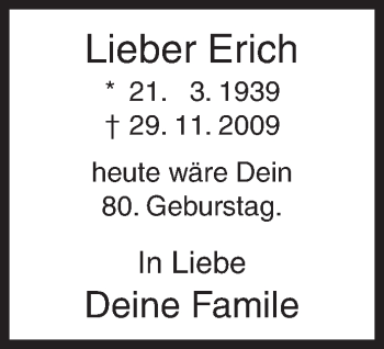Traueranzeige von Erich  von Siegener Zeitung