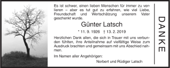 Traueranzeige von Günter Latsch von Siegener Zeitung