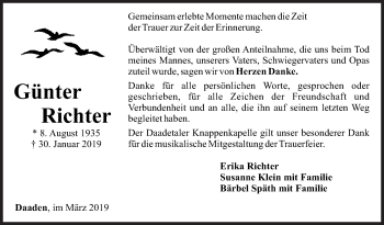 Traueranzeige von Günter Richter von Siegener Zeitung