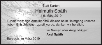 Traueranzeige von Helmuth Späth von Siegener Zeitung
