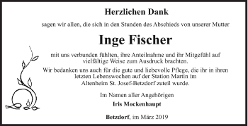 Traueranzeige von Inge Fischer von Siegener Zeitung