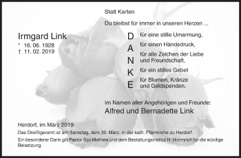 Traueranzeige von Irmgard Link von Siegener Zeitung