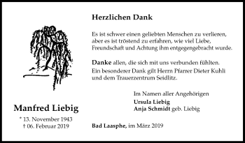 Traueranzeige von Manfred Liebig von Siegener Zeitung