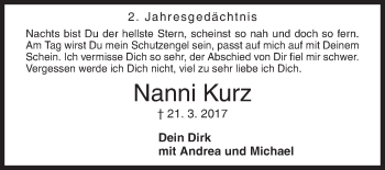 Traueranzeige von Nanni Kurz von Siegener Zeitung