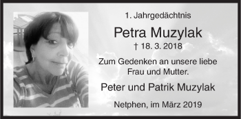 Traueranzeige von Petra Muzylak von Siegener Zeitung