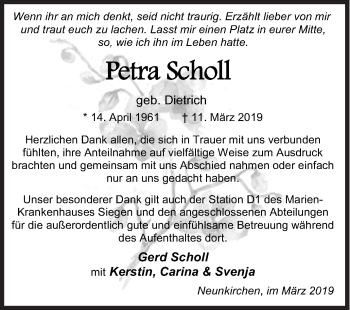 Traueranzeige von Petra Scholl von Siegener Zeitung