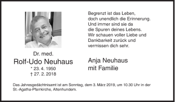 Traueranzeige von Rolf-Udo Neuhaus von Siegener Zeitung