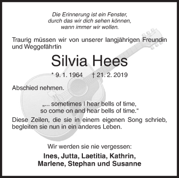 Traueranzeige von Silvia Hees von Siegener Zeitung
