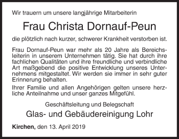 Traueranzeige von Christa Dornauf-Peun von Siegener Zeitung