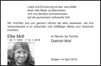 Traueranzeige von Elke Moll von Siegener Zeitung