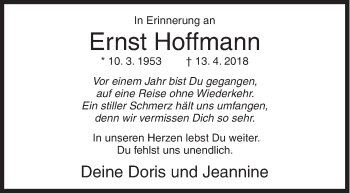Traueranzeige von Ernst Hoffmann von Siegener Zeitung