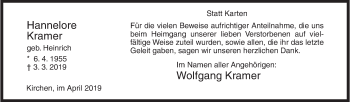 Traueranzeige von Hannelore Kramer von Siegener Zeitung