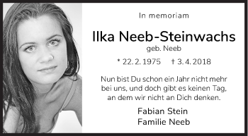 Traueranzeige von Ilka Neeb-Steinwachs von Siegener Zeitung