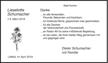 Traueranzeige von Lieselotte Schumacher von Siegener Zeitung