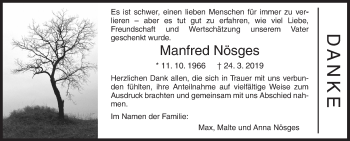 Traueranzeige von Manfred Nösges von Siegener Zeitung