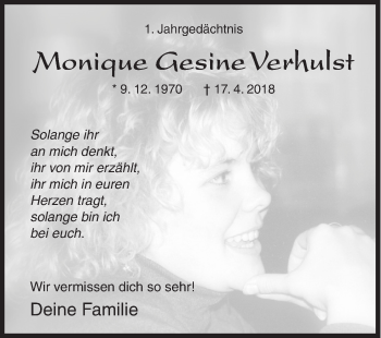 Traueranzeige von Monique Gesine Verhulst von Siegener Zeitung