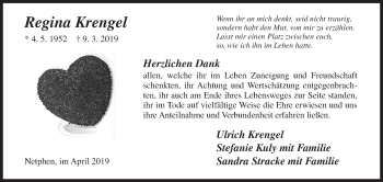 Traueranzeige von Regina Krengel von Siegener Zeitung