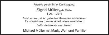 Traueranzeige von Sigrid Müller von Siegener Zeitung