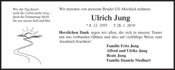 Traueranzeige von Ulrich Jung von Siegener Zeitung