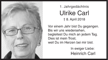 Traueranzeige von Ulrike Carl von Siegener Zeitung