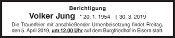 Traueranzeige von Volker Jung von Siegener Zeitung
