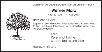 Traueranzeige von Werner Marx von Siegener Zeitung