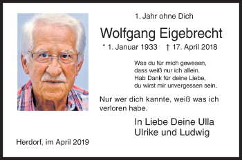 Traueranzeige von Wolfgang Eigebrecht von Siegener Zeitung