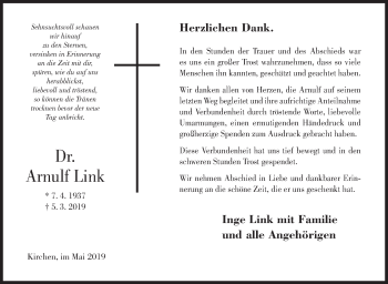 Traueranzeige von Arnulf Link von Siegener Zeitung