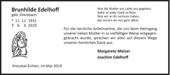Traueranzeige von Brunhilde Edelhoff von Siegener Zeitung