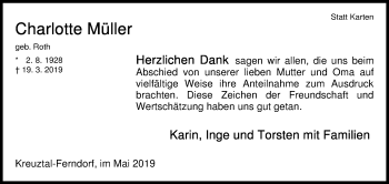 Traueranzeige von Charlotte Müller von Siegener Zeitung