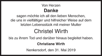 Traueranzeige von Christel Wirth von Siegener Zeitung