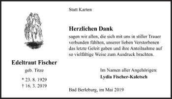 Traueranzeige von Edeltraut Fischer von Siegener Zeitung