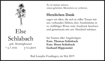 Traueranzeige von Else Schlabach von Siegener Zeitung